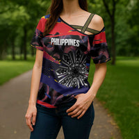 Philippines Sun Tattoo Cross Shoulder Shirt Feathers Filipinas Grunge Style Black LT14 - Polynesian Pride