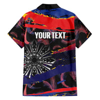 Philippines Sun Tattoo Family Matching Long Sleeve Bodycon Dress and Hawaiian Shirt Feathers Filipinas Grunge Style Black