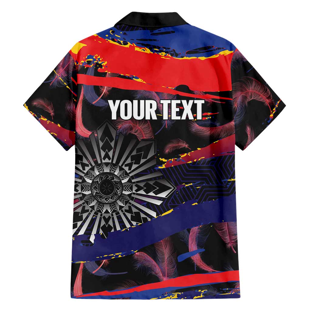 Philippines Sun Tattoo Family Matching Puletasi and Hawaiian Shirt Feathers Filipinas Grunge Style Black