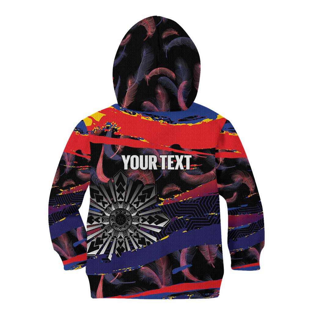 Philippines Sun Tattoo Kid Hoodie Feathers Filipinas Grunge Style Black LT14 - Polynesian Pride