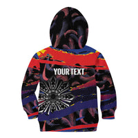 Philippines Sun Tattoo Kid Hoodie Feathers Filipinas Grunge Style Black LT14 - Polynesian Pride