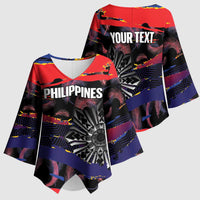 Philippines Sun Tattoo Kimono Sleeve Blouse Feathers Filipinas Grunge Style Black LT14 - Polynesian Pride