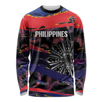 Philippines Sun Tattoo Long Sleeve Shirt Feathers Filipinas Grunge Style Black