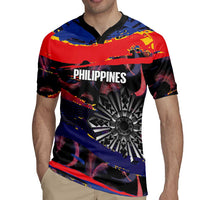 Philippines Sun Tattoo Rugby Jersey Feathers Filipinas Grunge Style Black LT14 - Polynesian Pride