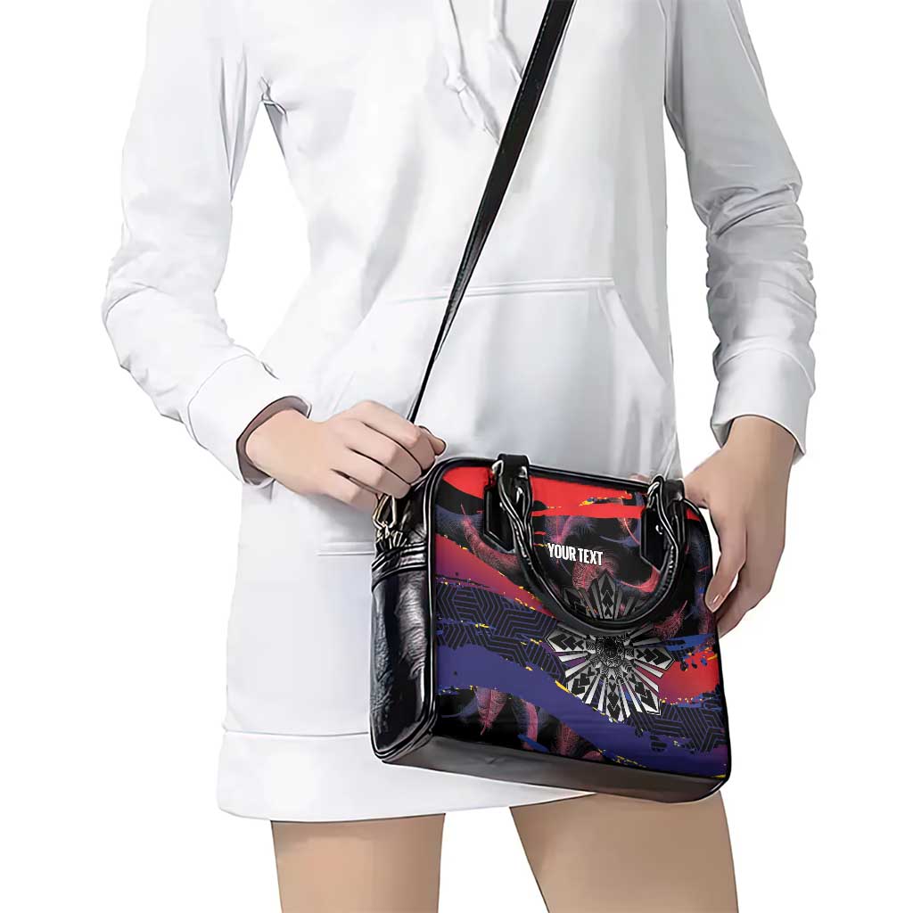Philippines Sun Tattoo Shoulder Handbag Feathers Filipinas Grunge Style Black