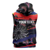 Philippines Sun Tattoo Sleeveless Hoodie Feathers Filipinas Grunge Style Black LT14 - Polynesian Pride