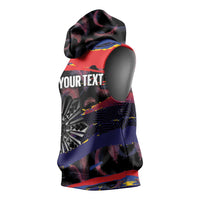 Philippines Sun Tattoo Sleeveless Hoodie Feathers Filipinas Grunge Style Black LT14 - Polynesian Pride