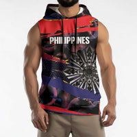 Philippines Sun Tattoo Sleeveless Hoodie Feathers Filipinas Grunge Style Black LT14 - Polynesian Pride