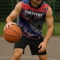 Philippines Sun Tattoo Sleeveless Hoodie Feathers Filipinas Grunge Style Black LT14 - Polynesian Pride