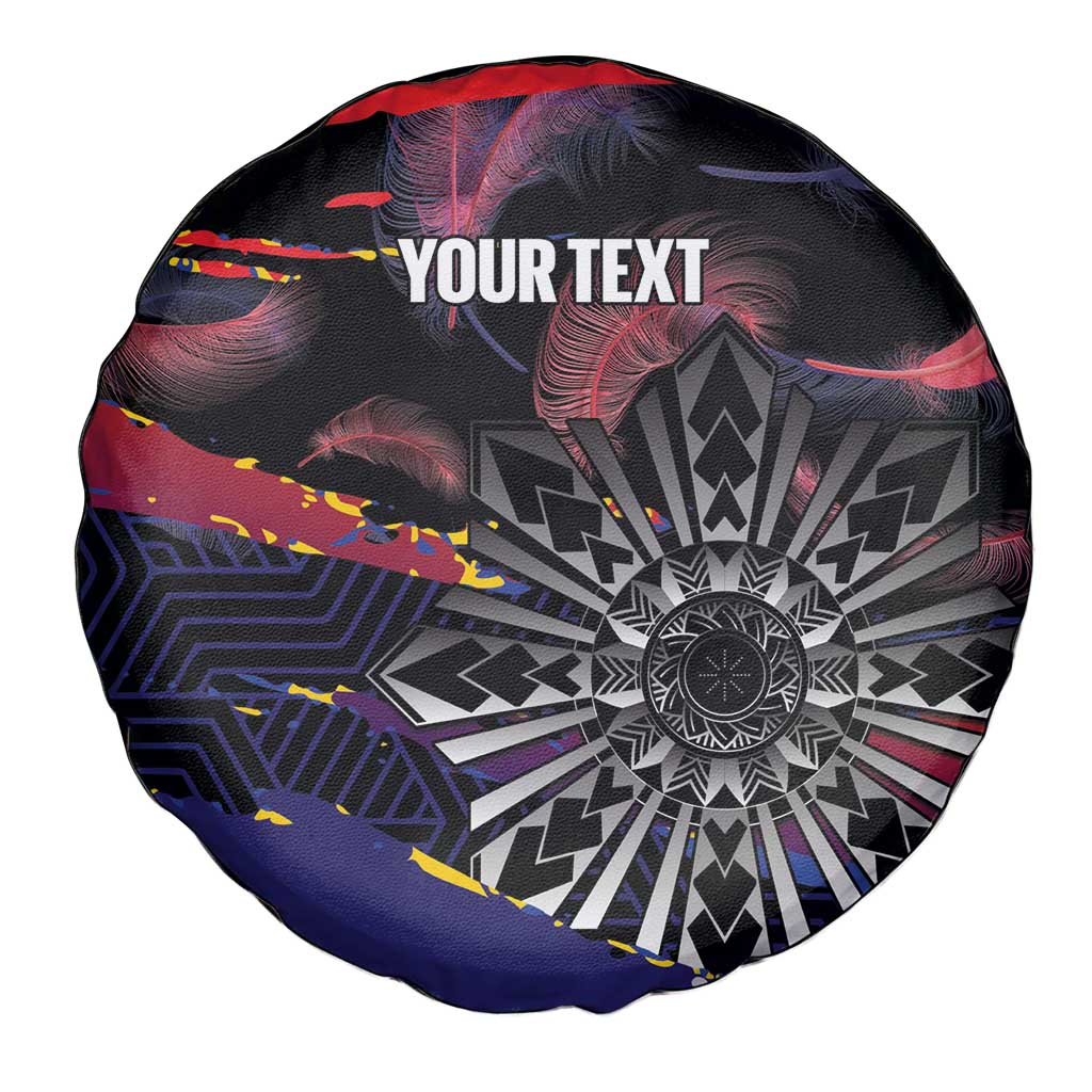 Philippines Sun Tattoo Spare Tire Cover Feathers Filipinas Grunge Style Black