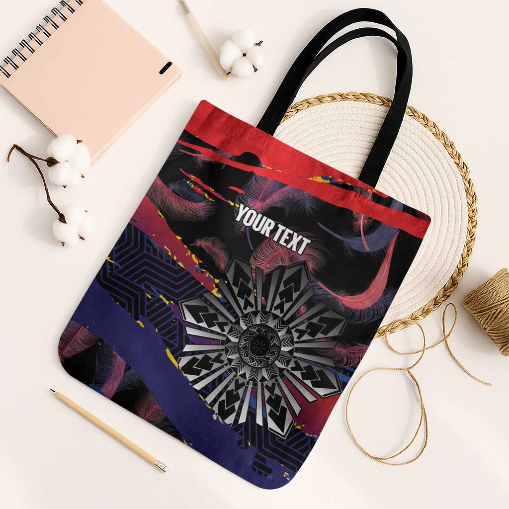 Philippines Sun Tattoo Tote Bag Feathers Filipinas Grunge Style Black