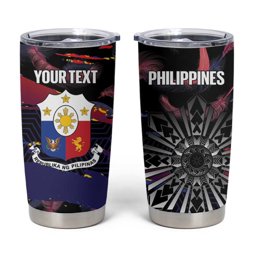 Philippines Sun Tattoo Tumbler Cup Feathers Filipinas Grunge Style Black LT14 Black - Polynesian Pride