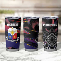 Philippines Sun Tattoo Tumbler Cup Feathers Filipinas Grunge Style Black LT14 - Polynesian Pride
