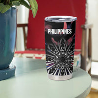 Philippines Sun Tattoo Tumbler Cup Feathers Filipinas Grunge Style Black LT14 - Polynesian Pride