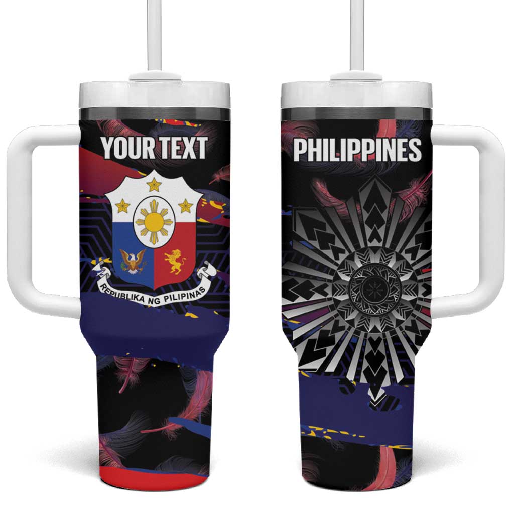 Philippines Sun Tattoo Tumbler With Handle Feathers Filipinas Grunge Style Black