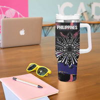 Philippines Sun Tattoo Tumbler With Handle Feathers Filipinas Grunge Style Black