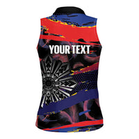 Philippines Sun Tattoo Women Sleeveless Polo Shirt Feathers Filipinas Grunge Style Black LT14 - Polynesian Pride