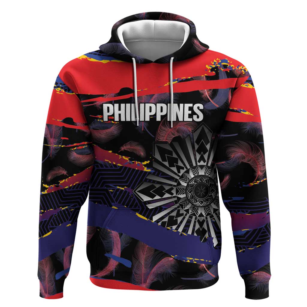 Philippines Sun Tattoo Zip Hoodie Feathers Filipinas Grunge Style Black LT14 Pullover Hoodie Black - Polynesian Pride
