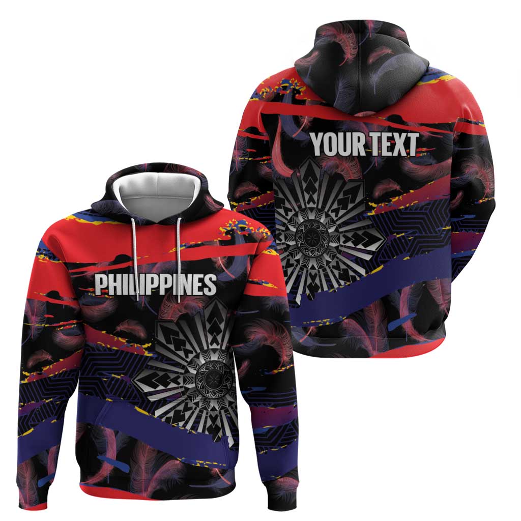 Philippines Sun Tattoo Zip Hoodie Feathers Filipinas Grunge Style Black LT14 - Polynesian Pride
