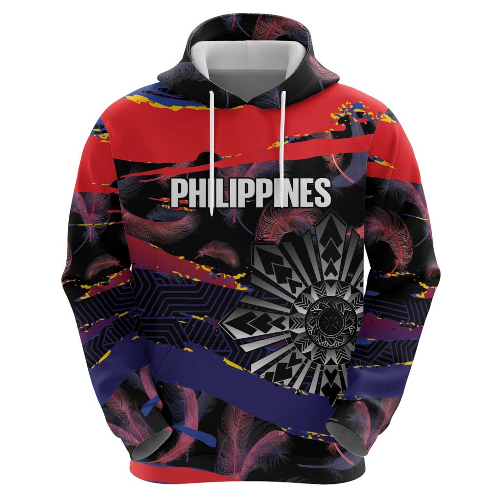 Philippines Sun Tattoo Zip Hoodie Feathers Filipinas Grunge Style Black LT14 - Polynesian Pride