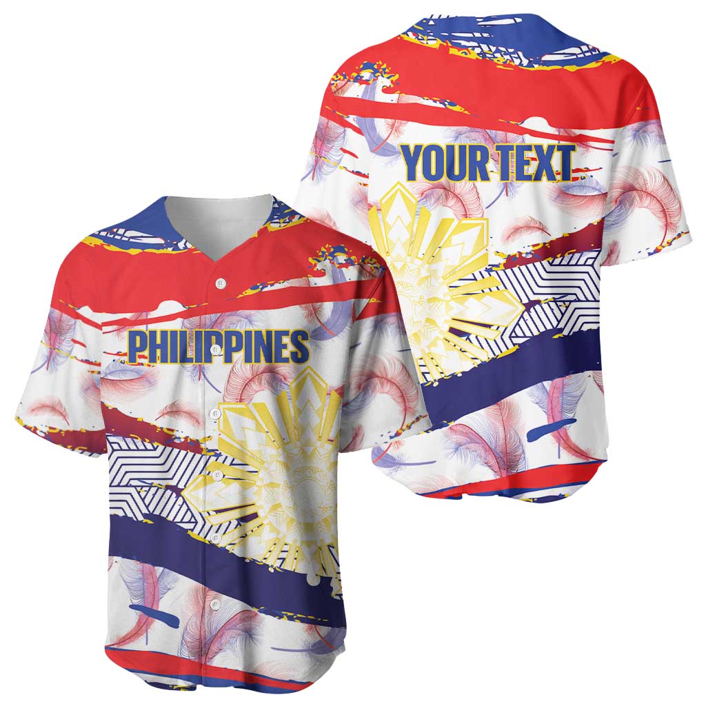 Philippines Sun Tattoo Baseball Jersey Feathers Filipinas Grunge Style White
