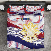 Philippines Sun Tattoo Bedding Set Feathers Filipinas Grunge Style White