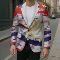 Philippines Sun Tattoo Blazer Feathers Filipinas Grunge Style White