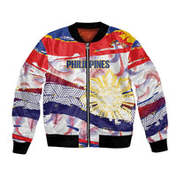 Philippines Sun Tattoo Bomber Jacket Feathers Filipinas Grunge Style White