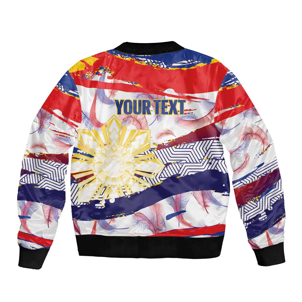 Philippines Sun Tattoo Bomber Jacket Feathers Filipinas Grunge Style White