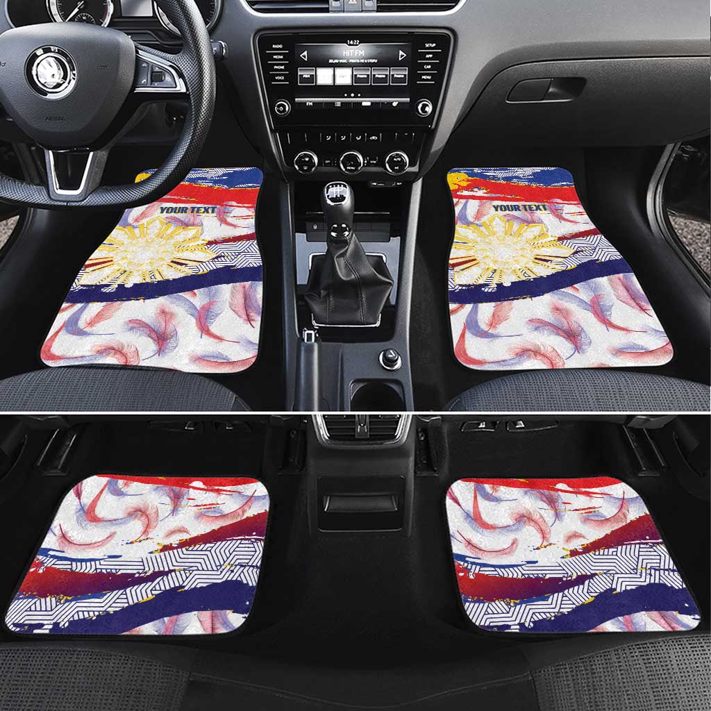 Philippines Sun Tattoo Car Mats Feathers Filipinas Grunge Style White