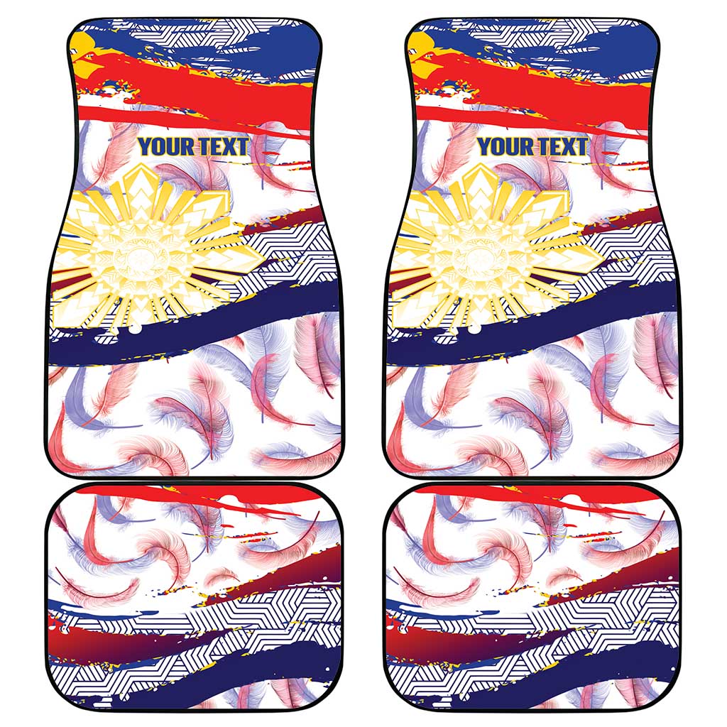 Philippines Sun Tattoo Car Mats Feathers Filipinas Grunge Style White