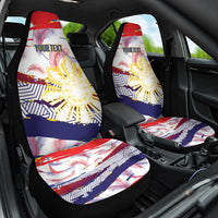 Philippines Sun Tattoo Car Seat Cover Feathers Filipinas Grunge Style White LT14 One Size White - Polynesian Pride