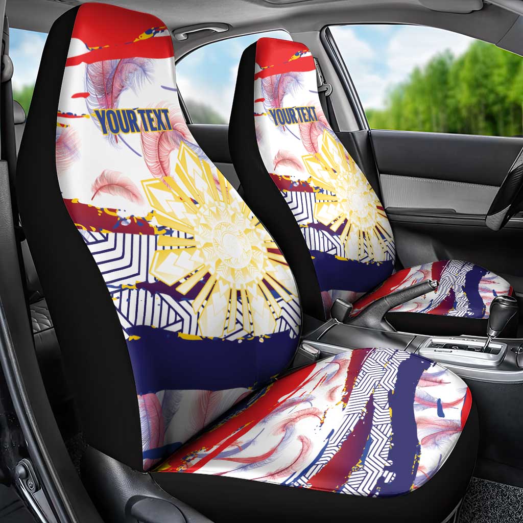 Philippines Sun Tattoo Car Seat Cover Feathers Filipinas Grunge Style White LT14 - Polynesian Pride