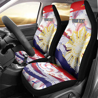 Philippines Sun Tattoo Car Seat Cover Feathers Filipinas Grunge Style White LT14 - Polynesian Pride