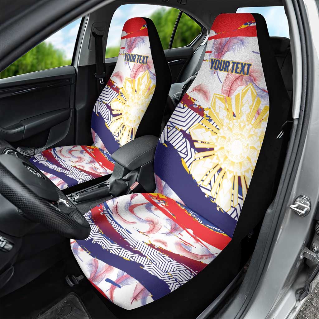 Philippines Sun Tattoo Car Seat Cover Feathers Filipinas Grunge Style White LT14 - Polynesian Pride