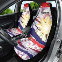 Philippines Sun Tattoo Car Seat Cover Feathers Filipinas Grunge Style White LT14 - Polynesian Pride