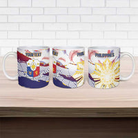 Philippines Sun Tattoo Ceramic Mug Feathers Filipinas Grunge Style White