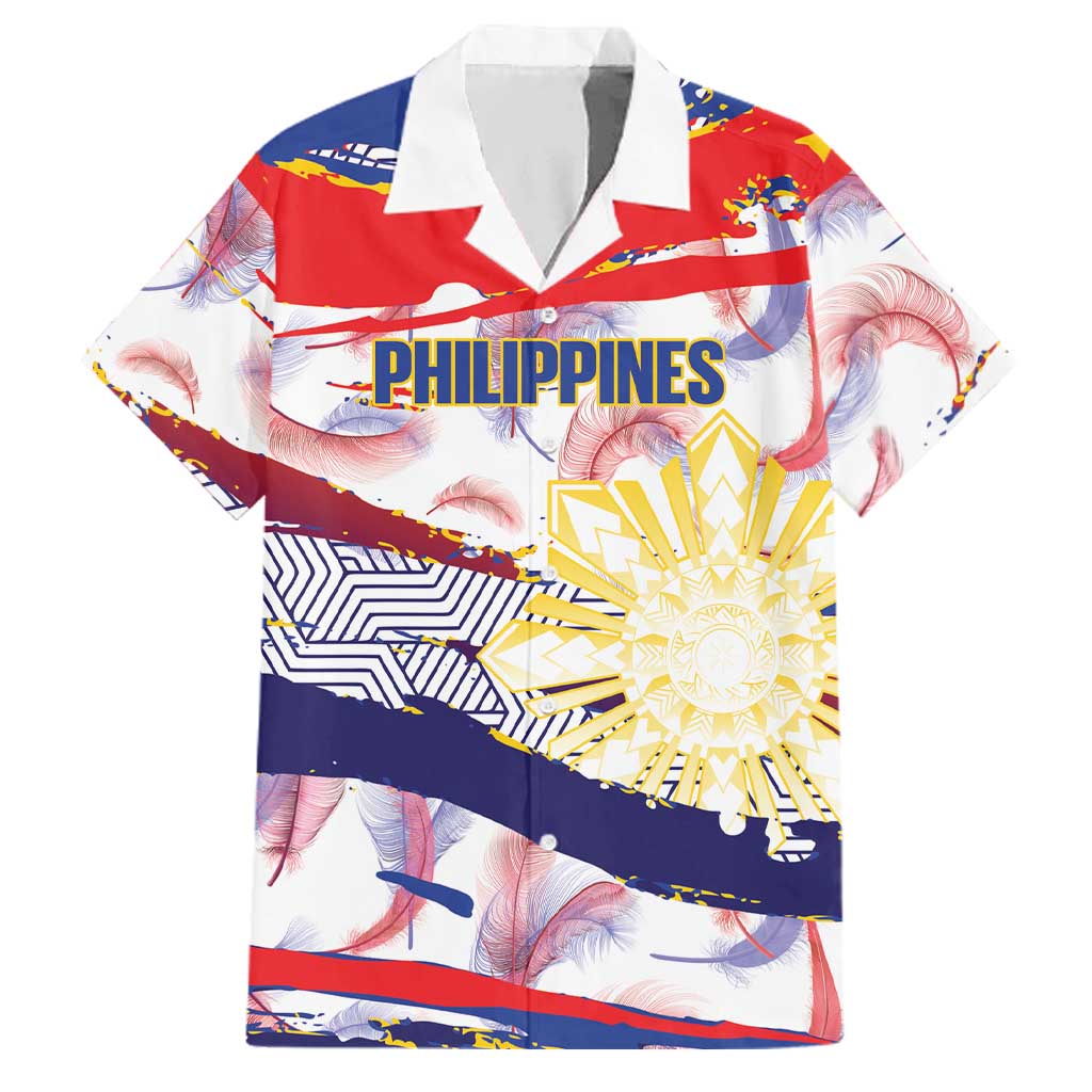 Philippines Sun Tattoo Family Matching Long Sleeve Bodycon Dress and Hawaiian Shirt Feathers Filipinas Grunge Style White