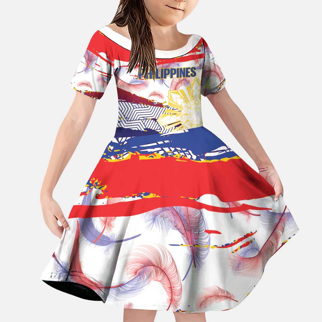 Philippines Sun Tattoo Family Matching Summer Maxi Dress and Hawaiian Shirt Feathers Filipinas Grunge Style White