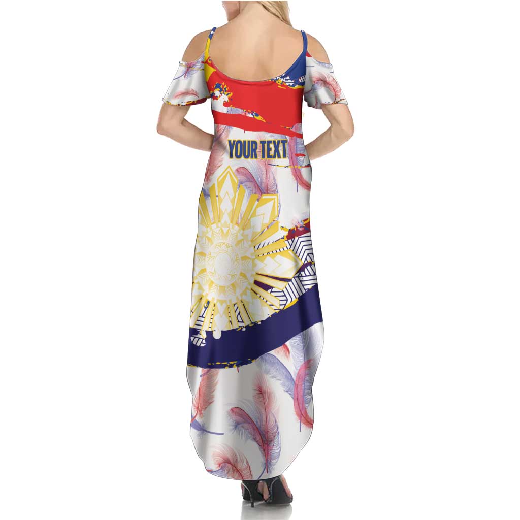 Philippines Sun Tattoo Family Matching Summer Maxi Dress and Hawaiian Shirt Feathers Filipinas Grunge Style White