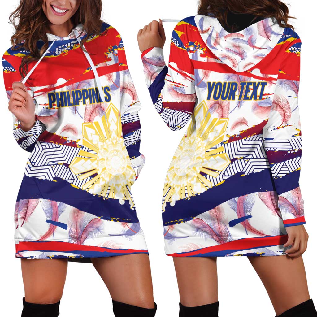 Philippines Sun Tattoo Hoodie Dress Feathers Filipinas Grunge Style White