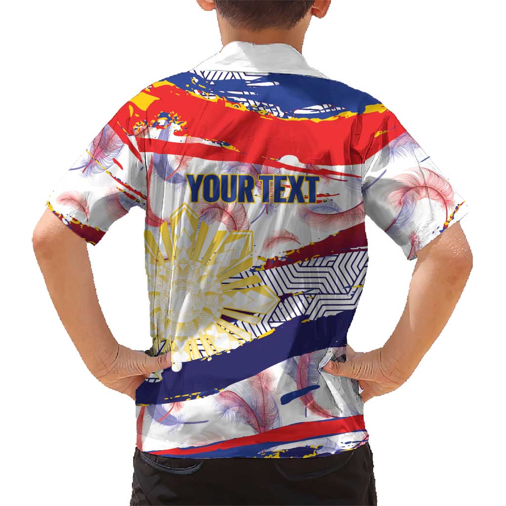 Philippines Sun Tattoo Kid Hawaiian Shirt Feathers Filipinas Grunge Style White