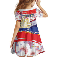 Philippines Sun Tattoo Kid Short Sleeve Dress Feathers Filipinas Grunge Style White