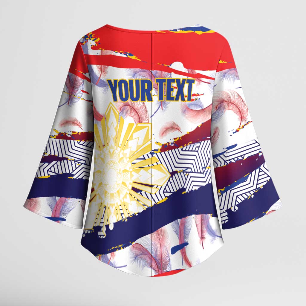 Philippines Sun Tattoo Kimono Sleeve Blouse Feathers Filipinas Grunge Style White LT14 - Polynesian Pride