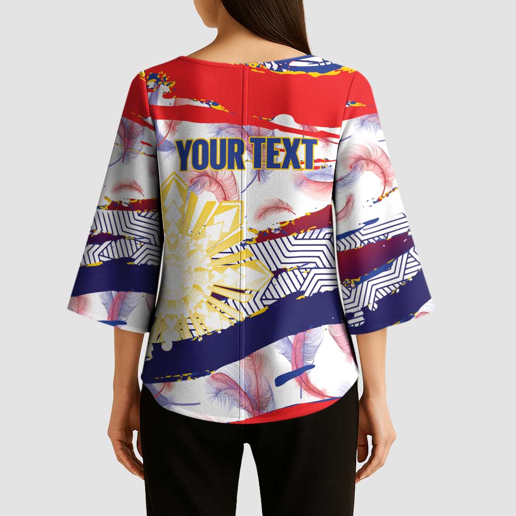 Philippines Sun Tattoo Kimono Sleeve Blouse Feathers Filipinas Grunge Style White LT14 - Polynesian Pride