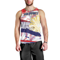 Philippines Sun Tattoo Men Tank Top Feathers Filipinas Grunge Style White LT14 - Polynesian Pride