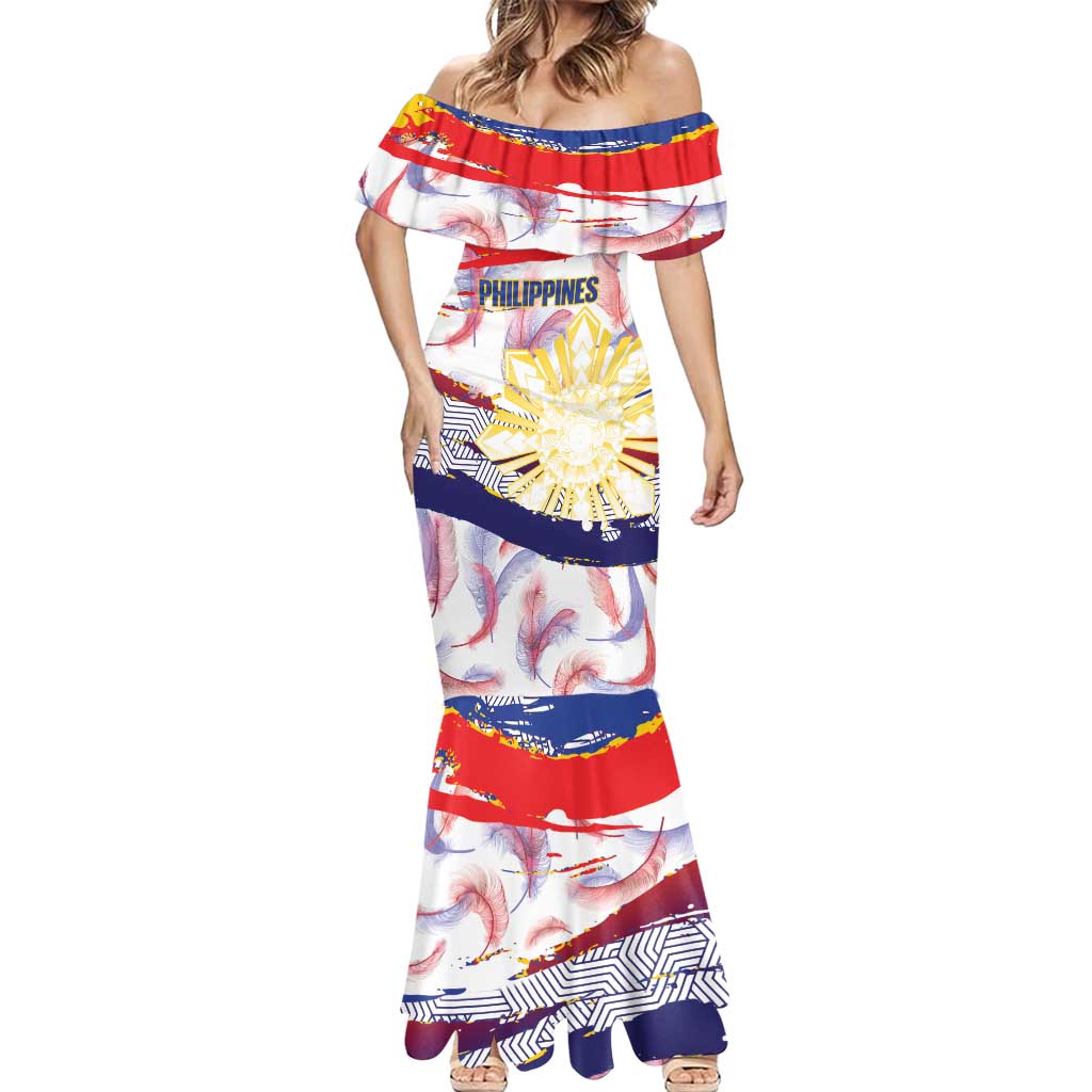 Philippines Sun Tattoo Mermaid Dress Feathers Filipinas Grunge Style White LT14 - Polynesian Pride