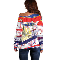 Philippines Sun Tattoo Off Shoulder Sweater Feathers Filipinas Grunge Style White