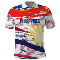 Philippines Sun Tattoo Polo Shirt Feathers Filipinas Grunge Style White LT14 White - Polynesian Pride