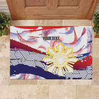 Philippines Sun Tattoo Rubber Doormat Feathers Filipinas Grunge Style White
